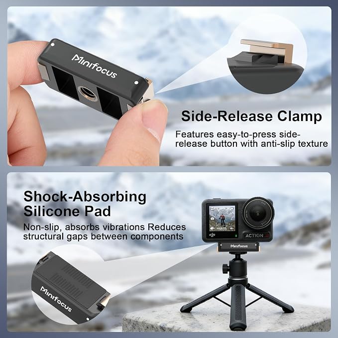MINIFOCUS Magnetic Quick Release Adapter Mount for DJI Osmo Action 5 Pro/4/3/360, Extension Base Bracket with 1/4" Threaded Screw Hole for DJI Osmo Action Tripod Selfie Stick Accessories - Image 6