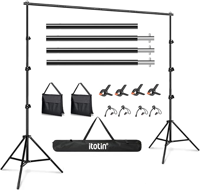Photo Backdrop Stand 9ft x 10ft Photograhy Adjustable Background Stands Support Kit with Carry Bag for Photo Studio, Photoshoot, Parties, Photographic Equipments by ITOTIN