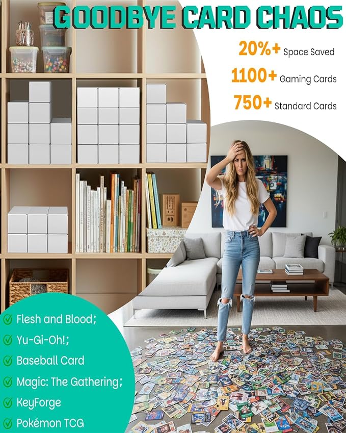 Card Box for Trading Cards,14 Inch Laminated Card Storage Box with Dividers | Card Dividers, 14 Inch, 15 Count, For Standard Card, Efficient Organization, Stackable - Image 2