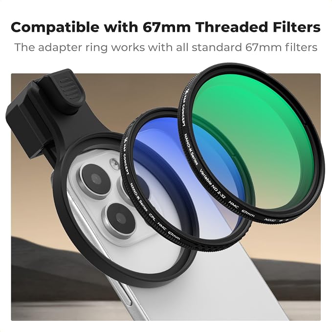 K&F CONCEPT 67mm Press-on Phone Lens Filter Adapter, | Compatible with iPhone 17/16/15/14/13/12, 16/15/14/13/12 Pro, 16/15/14/13/12 Pro Max, FP102 - Image 3