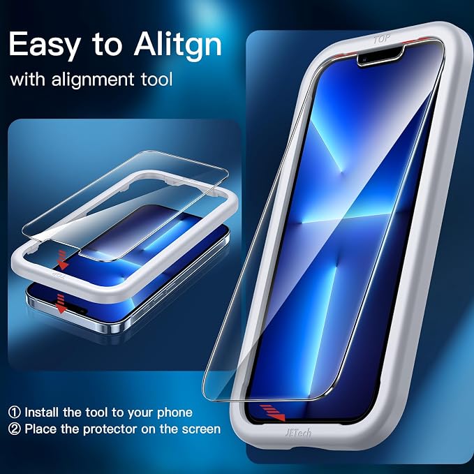JETech Screen Protector for iPhone 13 Pro, 2+2 Pack | with Camera Lens Protector, HD Clear Tempered Glass, Anti-Scratch Protection, Easy Installation Tool - Image 4