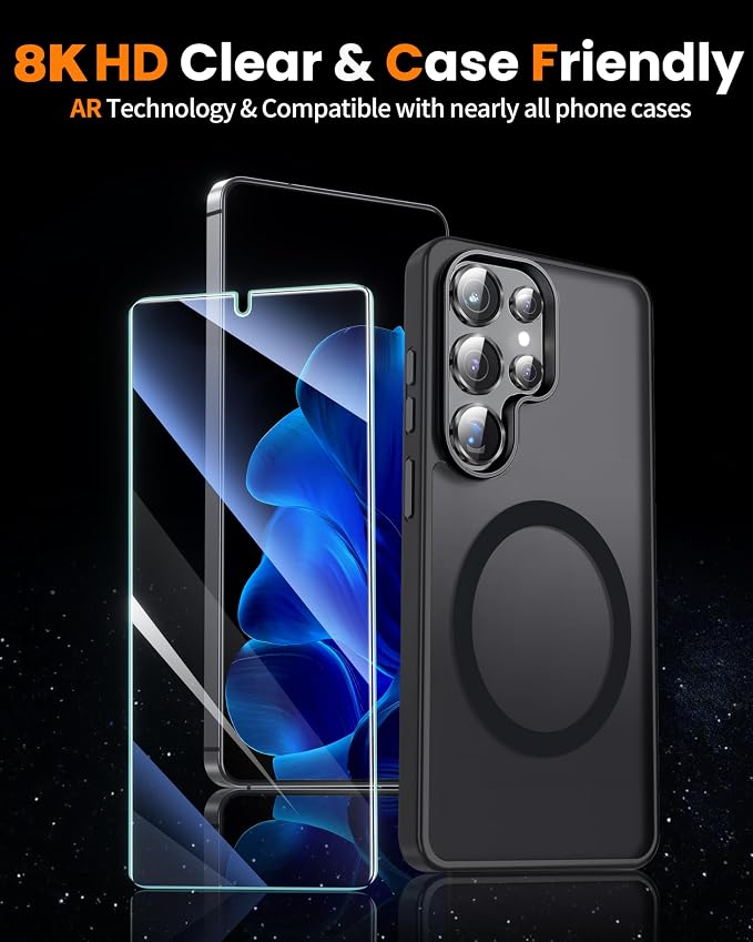 letosan 3 Pack for Samsung Galaxy S25 ultra Screen Protector Tempered Glass + 1 Set Camera Lens Protector, Military Grade Shatterproof, 9H+ Hardness, Auto Alignment Frame 6.9 Inch - Image 5
