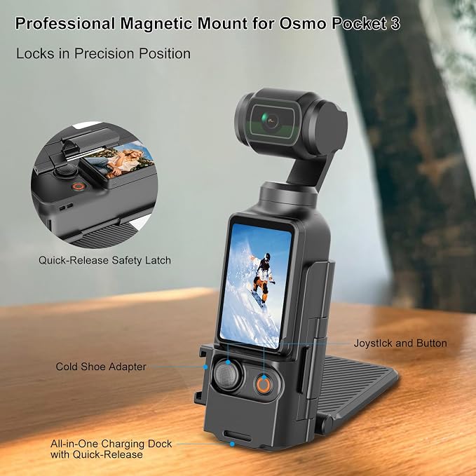 Magnetic Mount Stand for DJI Osmo Pocket 4/4P/3 & Xtra Muse | 180° Adjustable Magnetic Foldable Camera Holder, Portable Desktop Tripod Stand, Handheld Grip Handle, Vlogging Accessories - Image 4