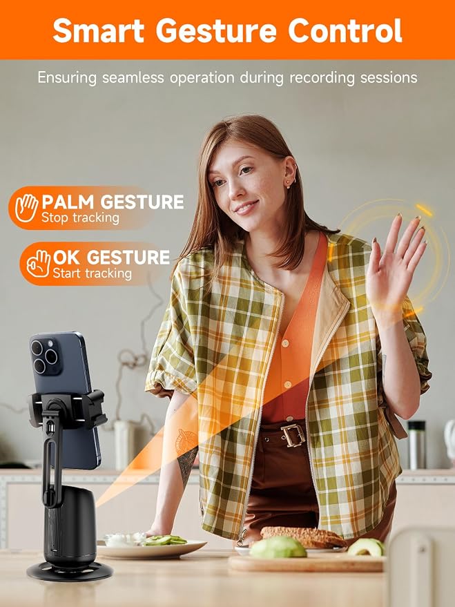 Rollei Auto Face Tracking Tripod, Desktop Smartphone Gimbal Stabilizer Phone Holder with AI Track for iPhone/Android Stand for Filming Streaming Tiktok Video Vlog | Mobile Stand with Motion Sensor for Tiktok Live Streaming Video Vlog Recording, Tripod ... - Image 3