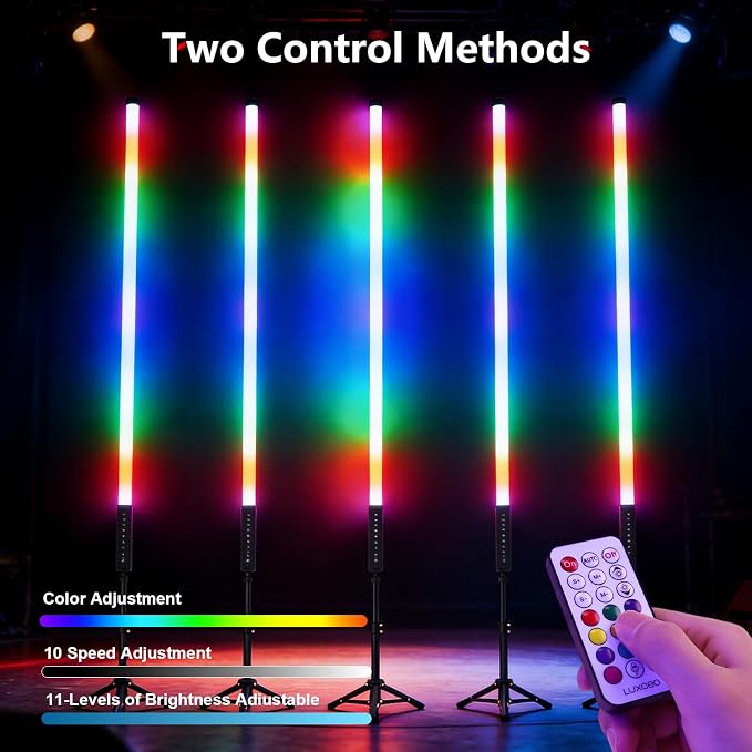 2 Pack 4ft Portable Battery Powered Tube Light 5000 mAh Handheld LED Tube Lights 120cm with Tripods, 500 Vivid Effects, for DJ Lighting, Dance, Photography, Light Painting, YouTube, Night Bar, Party - Image 4