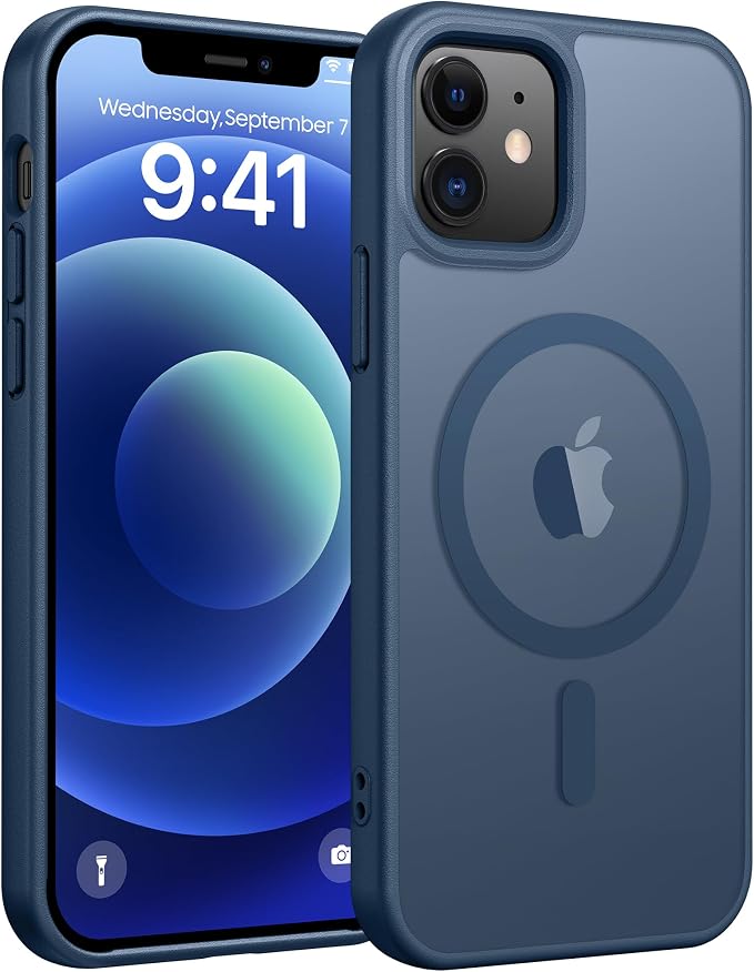 FNTCASE for iPhone 13/12 Mini Case, Fit for Magsafe, Translucent Matte Back | Magnetic Phone Cases, 14FT Military Grade Drop Protection, Slim Shockproof Protective Cover, Blue by FNTCASE