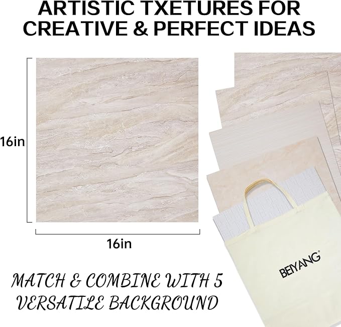 5PCS Double Sided Flat Lay Photo Studio Backdrop Boards, 16x16 Inch Waterproof Tabletop Background Board, Reusable Backdrop Props for Food Makeup Jewelry Product Shooting - Image 2