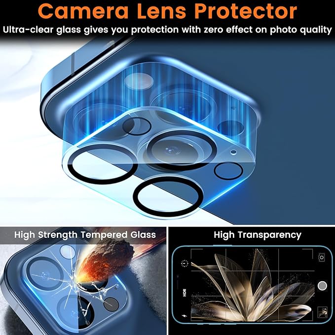 Lesakit 3+3 Pack Privacy Screen Protector for iPhone 12 Pro Max 6.7-Inch with 3 Pack Camera Lens Protector, Anti Spy Tempered Glass Film 9H Hardness Bubble Free Case Friendly - Image 5