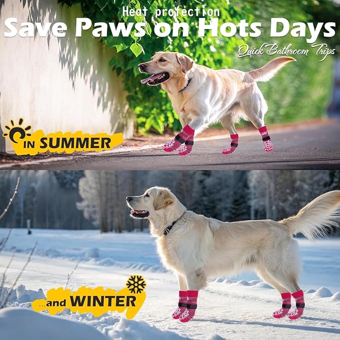 EXPAWLORER Anti Slip Dog Socks to Prevent Licking Paws, Dog Shoes for Hot Pavement, Dog Booties for Small Medium Large Senior Dogs, Traction Control Boots & Paw Protectors for Hardwood Floors Rose - Image 7