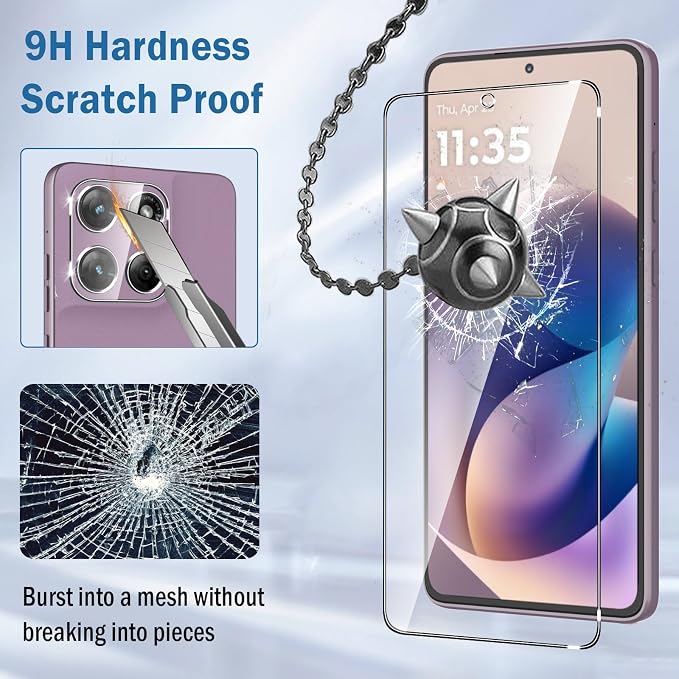2+2 Pack for Moto G Stylus 2026/2025 Screen Protector with Camera Lens Protector,Full Coverage 9H Tempered Glass Film,HD Clear Scratch Resistant,Bubble-Free for Moto G Stylus 5G 2026 Screen Protector - Image 4