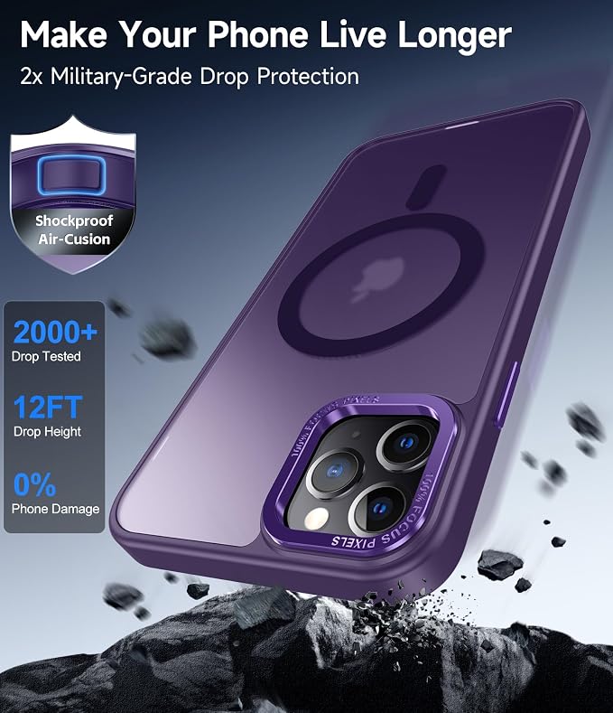 LeYi for iPhone-11-Pro-Max Cases Purple with Screen Protector X2 + Camera Cover X2:[ MagSafe Compatible] Magnetic Military Grade Protective Phone Case for iPhone 11promax i Phone 11pro max, Purple - Image 4