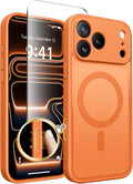 CAPRARO for iPhone 17 Pro Max Case, Compatible with MagSafe | Upgraded [Full Camera Protection] Protective Translucent Matte Women Girl Magnetic Phone Case Cover, Cosmic Orange by CAPRARO