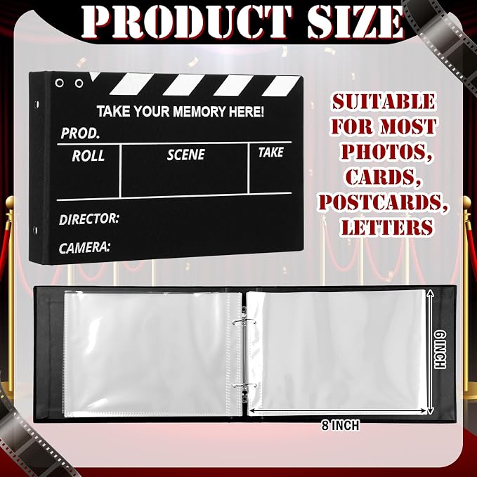 Spiareal Movie Night Card Organizer Set Greeting Card Holder 6 x 8 Inches 100 Pages Stamping Binder Album Display Organization Storage for Movie Night Party Photo Gift - Image 2