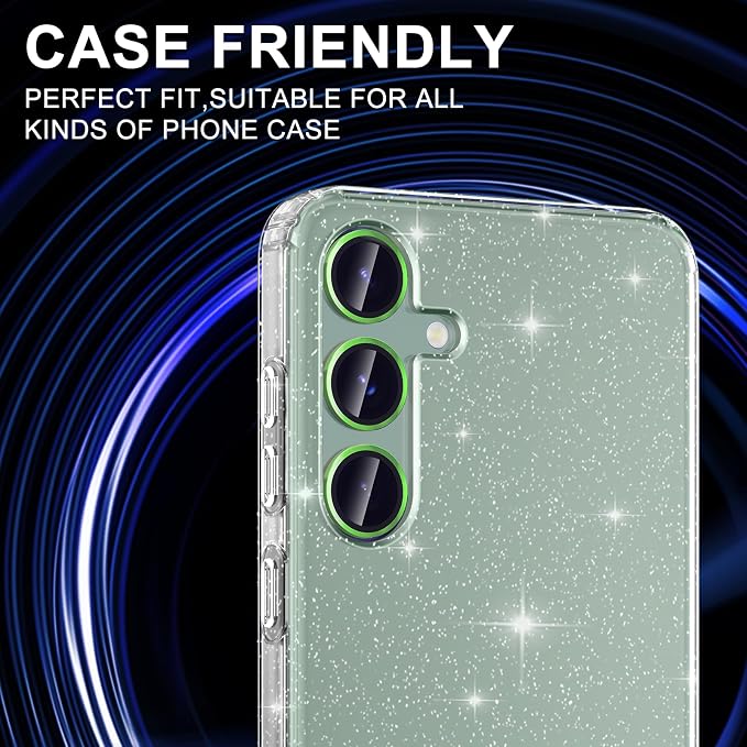for Samsung Galaxy S24 FE Camera Lens Protector, Individual Metal Ring Tempered Glass Lens Cover, [Strong Adsorption] Scratch Resistant Ultra-Thin HD Clear Lens Cover, 1 Set-Green - Image 5