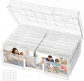 Lifewit 16 Pcs Photo Storage Box for 4"x 6" Pictures, Acid-Free, Clear | 1 Pcs Transport Outter Case with Handle& Labels, Container for Cards, Sticker, Seed, Scrapbooking, Craft, Classroom Supplies by Lifewit