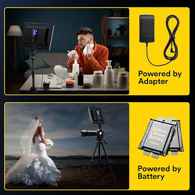 13" LED Video Soft Light Panel with Desk Stand | 19.5w 650lux/M Photography Studio Lights with Cri>95 & 2500-6500k, For Tiktok, Youtube Video Recording and Streaming - Image 6