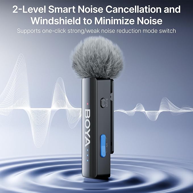 BOYA BOYALINK 2 Wireless Lavalier Microphone for iPhone/Camera/Android/PC | 3-in-1 RX, Mini Lapel Mic, 48kHz 24bit, 1000ft, 30h Use, 2 Level Noise reduction, Clip on Mic with USB-C/Lightning/3.5mm Plug - Image 4
