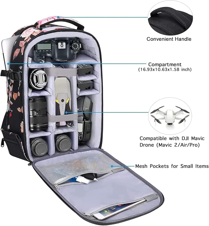 MOSISO Camera Backpack, DSLR/SLR/Mirrorless Photography Camera Bag, Black | Peony Waterproof Hardshell Case with Tripod Holder & Laptop Compartment Compatible with Canon/Nikon/Sony/DJI Mavic Drone - Image 2