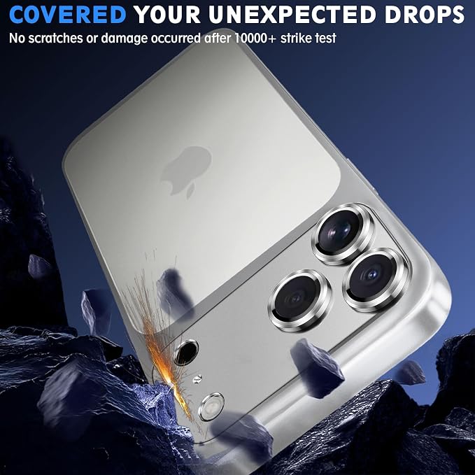 SiHPuoy 2pcs Camera Lens Protector for iPhone 17 Pro, Tempered Glass,Silver | 9H+ Hardness, Military Grade Shatterproof, Anti-Scratch, Case Friendly, HD Metal Camera Cover, Does not Affect Night Shots - Image 7