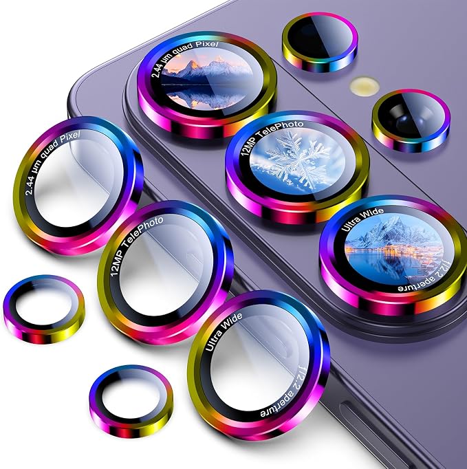 Uyiton for Samsung Galaxy S26 Ultra Camera Lens Protector, Unique Design | Case-Friendly, Ultra-Thin, Military-Grade Sapphire Glass with Aluminum Metal Rear Camera Screen Cover, Colorful - Image 9