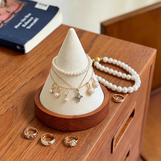 Wooden Conical Bracelet Display Stand, Watch Bangle Organizer Rack-Old Lace | Jewelry Display Holder for Headbands, Scrunchies, Perfect for Home, Boutique, Vendors Exhibit Trade Shows Retail Stores - Image 2
