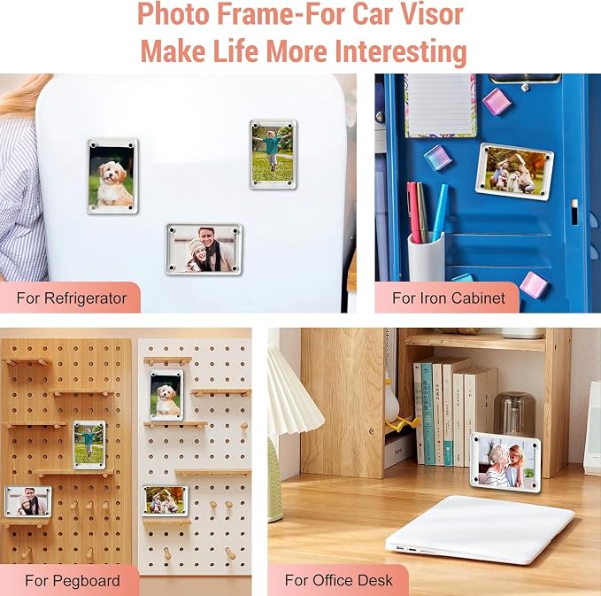 1Pcs Car Clip Picture Holder,Personalized Car Picture Frame,Acrylic Car Photo Holder,Magnetic Car Sun Visor Photo Clip,Visor Clip Photo Frame Hanging Decor Car Accessories for Mom Husband Family - Image 6