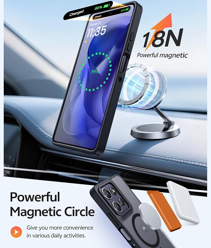 FNTCASE for Motorola Moto G Power 2026/2025 Case, Screen Protector, Black | Translucent Matte Magnetic Back, 14FT Military Grade Drop Protection, Shockproof Protective Phone Cover - Image 3