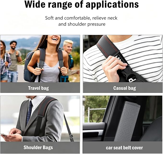 Gray Breathable PU Leather Seat Belt Covers - 2Pcs, Perforated Seat Belt Pads, Universal Fit for Car Truck SUV - Image 6