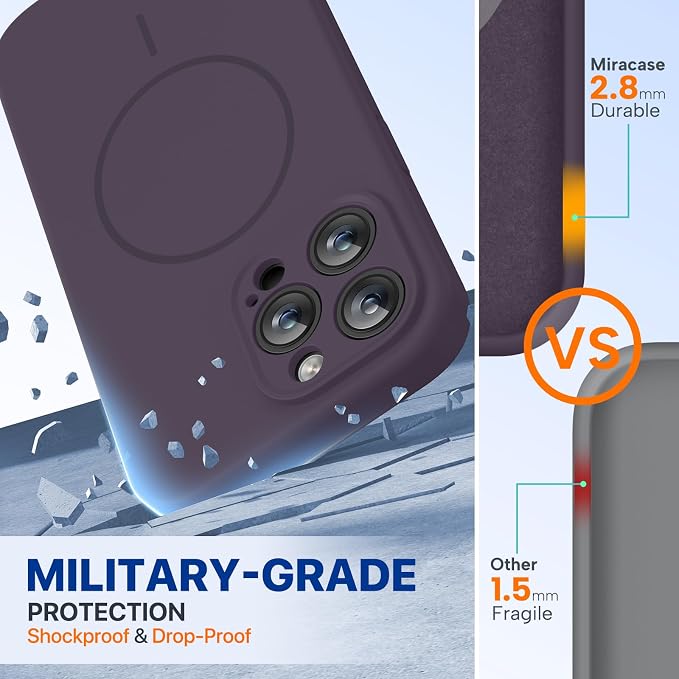 Miracase Silicone & Magnetic for iPhone 14 Pro Case, Purple | Compatible with MagSafe, Soft Microfiber Lining, Premium Silicone Cover Shockproof Drop Protection Phone Case for 14 Pro - Image 2