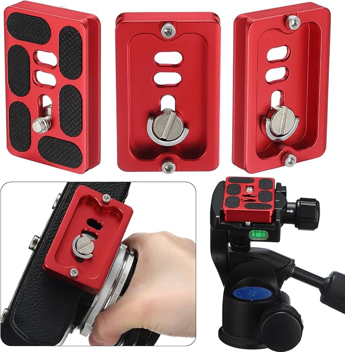 Frienda Quick Release Plate Tripod 1/4-20 DSLR,Pu60,Red | Tripod Mount Plate, Camera Tripod Mount for DSLR Camera Tripod Ball Head , Metal, 1.9 x 1.5 x 0.4 Inch - Image 3