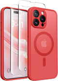CAPRARO for iPhone 15 Pro Max Case, Compatible with MagSafe | Upgraded [Full Camera Protection] Shockproof Protective Slim Translucent Matte Magnetic Phone Case 6.7'', Watermelon Red by CAPRARO