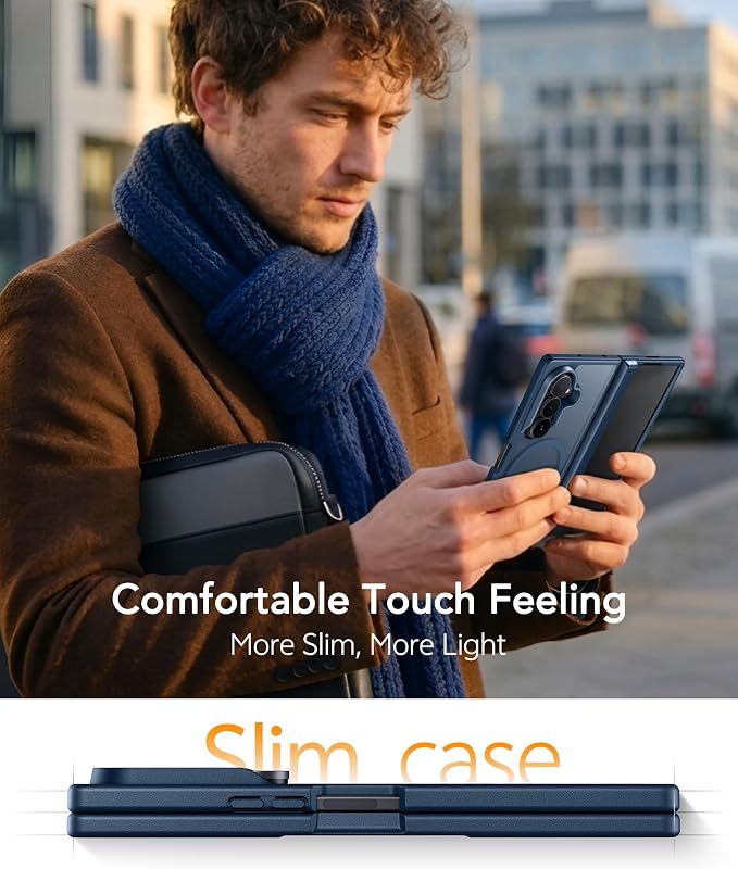 FNTCASE for Samsung Galaxy Z Fold 7 Case, Hinge Protection, Fit for Magsafe | with Screen Protector, Translucent Matte Magnetic Back, 18FT Military Grade Drop Proof, Protective Phone Cover, Blue - Image 7