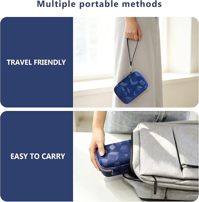 Carrying Case Compatible with Instax Mini EVO Instant Camera, INSTAX MINI EVO Camera Storage Holder Travel Bag with Mesh Pocket for Photos, USB Cables, Film, Blue - Image 6