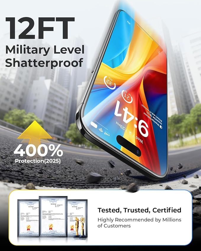 2+2 Packs for iPhone Air Screen Protector,with Camera Lens Protector | [TOP 9H+ Glass][Zero Bubble][10X Military Protection] iPhone Air Tempered Glass Full Edge Coverage, HD Clear, Case-Friendly - Image 3