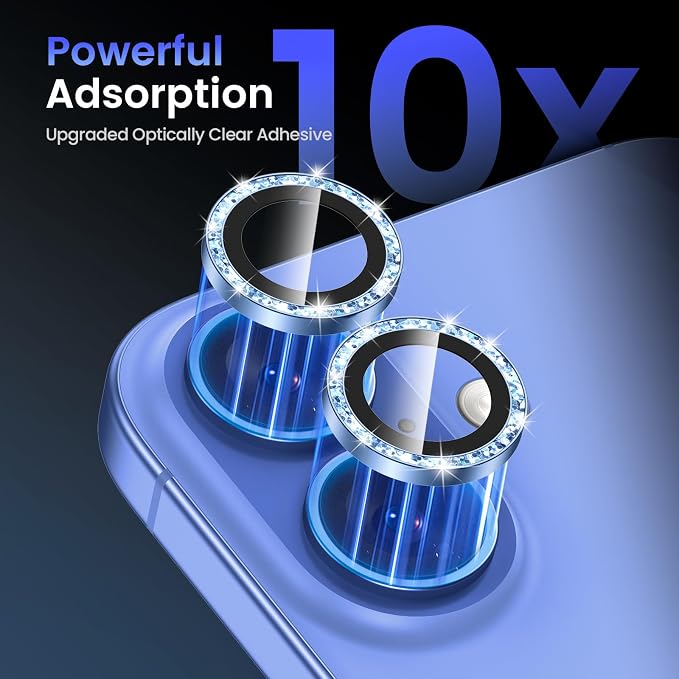 Tensea for iPhone 16/16 Plus Camera Lens Protector Bling, Camera Cover | 9H Tempered Glass Camera Screen Protector, Metal Individual Ring for iPhone16 6.1inch/ 16Plus 6.7inch, HD Clear, Easy Install - Image 6