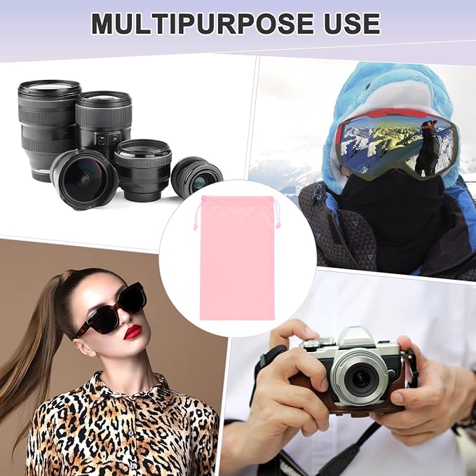 M METERXITY Ski Goggle Bag, Soft Microfiber Pouch Protective Storage Bags Case with Drawstring for Snow Goggles/Camera Lenses - Image 6