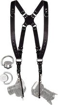 Dual Camera Harness Leather Camera Strap DSLR/SLR, All-Day Comfort by CCoiro