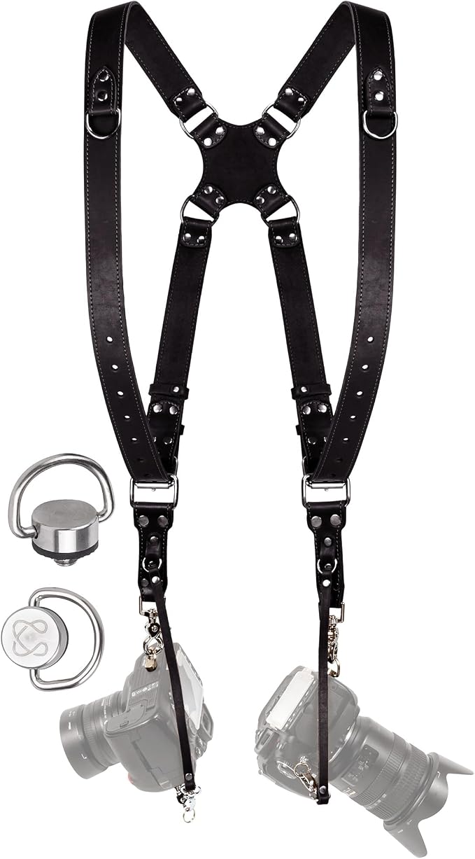 Dual Camera Harness Leather Camera Strap DSLR/SLR, All-Day Comfort by CCoiro