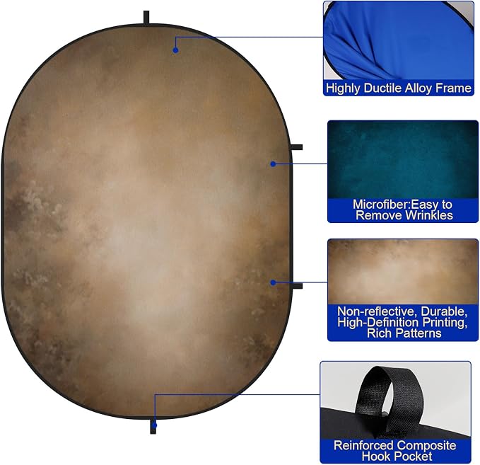 Kate Collapsible Backdrop Brown Blue Pop Up Portable Background 278 | Brown Blue Collapsible Backdrop 5'x6.5' Pop Up Backdrops,for Photography, Self Tape, and Live Streaming. - Image 3