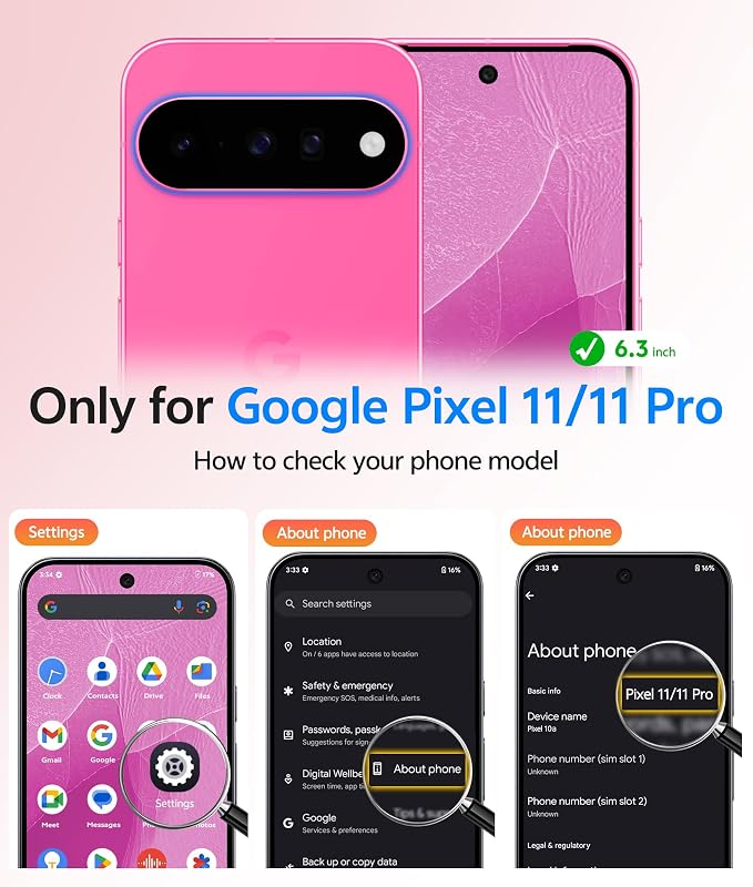 FNTCASE for Google Pixel 11 Pro Case / Pixel 11 Case, with Screen Protector | Fit for Magsafe, Translucent Matte, 14FT Military Grade Drop Protection, Shockproof Protective Phone Cover, Hot Pink - Image 2
