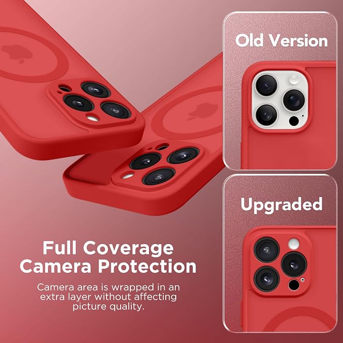CAPRARO for iPhone 13 Pro Max Case, Compatible with MagSafe | Upgraded [Full Camera Protection] Shockproof Protective Slim Translucent Matte Magnetic Phone Case 6.7'', Watermelon Red - Image 6