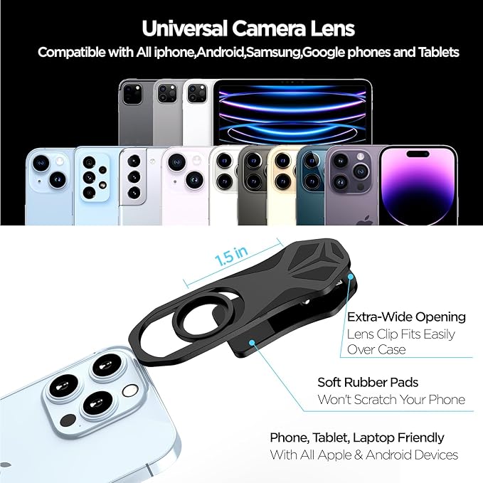 210° Fisheye Lens, Professional Cell Phone Lens for iPhone,Samsung,Pixel,BlackBerry,Ipad,Notebook,Etc,Fish Eye Lens - Image 6