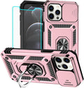 HNHYGETE for iPhone 12 Pro Max Case with Screen Protector: [Military Grade 20ft. Drop Tested] Slide Camera Cover Ring Shockproof Protective Phone Case for - iPhone 12 Pro Max (Rose Gold) by HNHYGETE