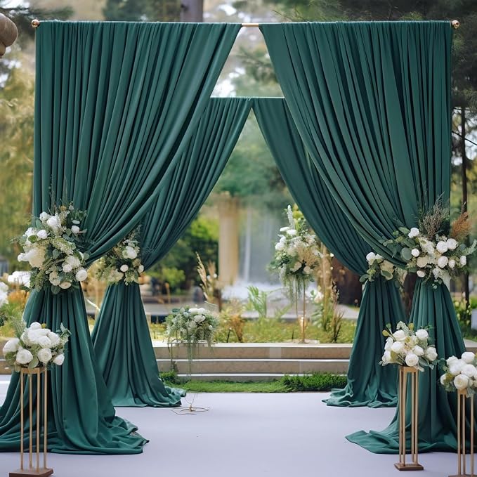 20ft x 10ft Wrinkle Free Hunter Green Backdrop Curtains for Parties, 4 Panels 5x10ft Polyester Green Photo Backdrop Drapes for Wedding Party Jungle Birthday Photography Background - Image 6