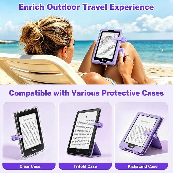 Page Turner Ring for Kindle,Remote Control for iPhone iPad Tablets eReaders | Clicker Page Turner for Kindle Accessories for Camera Video Record&Shutter Selfie with Storage Bag, Fits Thick Cases (Purple) - Image 6