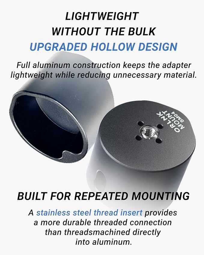 ORLNK Tripod Adapter Mount for Starlink Mini with 1/4"-20 - Flush Install | Fits Quick-Release Plate, Ball Mount Clamp, Flush Installation, Lightweight Aluminum Alloy, ORLNK SM04 Matte Black - Image 4