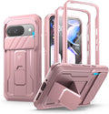 Dexnor for Google Pixel 9 Case with Slide Camera Cover & Built-in Screen Protector & Heavy-Duty Kickstand,Full-Body Protective Cover Rugged Bumper Cases for Pixel 9,Peony Pink(2024) by Dexnor