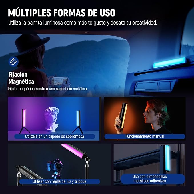 NEEWER TL21C RGB Light Wand with App Control, Magnetic Handheld Light Stick | 2500K-8500K Dimmable, CRI95+, Full Color LED Tube Bar, 2550mAh Battery, 17 Light Scenes, for Vlog Photography Video - Image 5