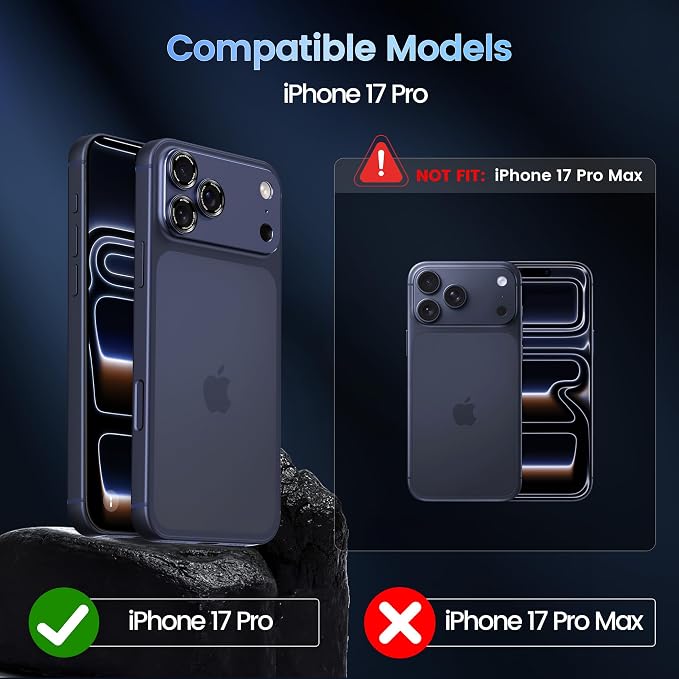 CACOE Metal Camera Lens Protector for iPhone 17 Pro | Tempered Glass Cover, Anti-Scratch, Drop-Proof, Strong Adhesion, Camera Screen Cover Accessories, Dark Blue - Image 7