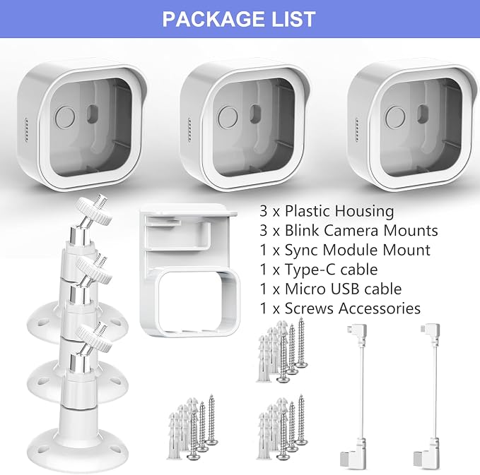 Wall Mount for Blink Outdoor 4/Outdoor 2K Camera, Blink Sync Module Mount | 3 Pack, Weatherproof Protective Housing, 360° Adjustable Mounting, White - Image 7